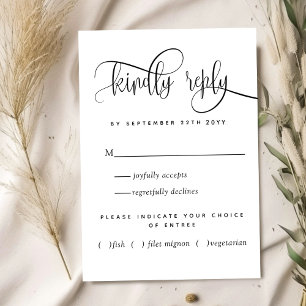 Kraft, Modern Rustic, Script, With Meals RSVP Card