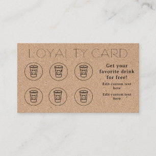 Kraft Modern Simple Minimal Coffee Cup Shop Café Loyalty Card