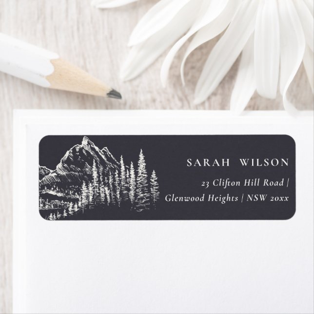 Kraft Navy Pine Wood Mountain Sketch Address (Insitu)