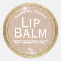 Kraft On Faux Gold Glitter Lip Balm Labels