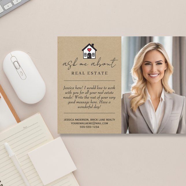 Kraft Paper Ask Me About Real Estate Promotional  Postcard (Creator Uploaded)
