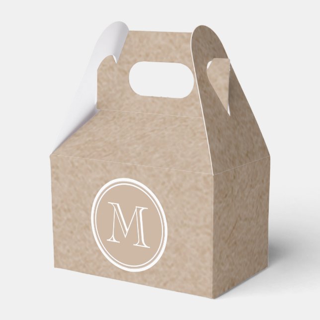 Kraft Paper Background Monogram Favor Box (Front Side)