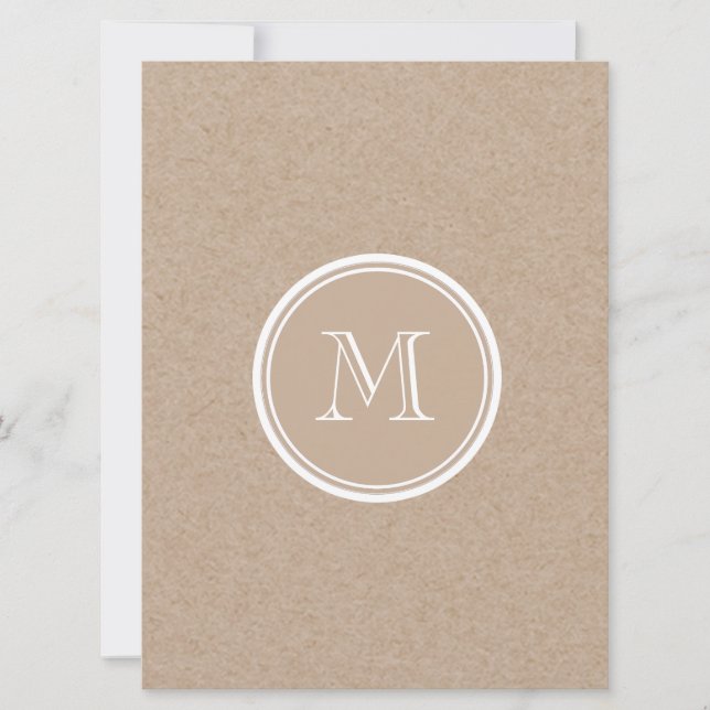 Kraft Paper Background Monogram Invitation (Front)