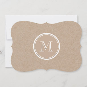 Kraft Paper Background Monogram Note Card