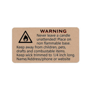 Kraft Paper Candle Warning Label