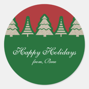 Kraft Paper Christmas Tree Rustic Holiday Stickers