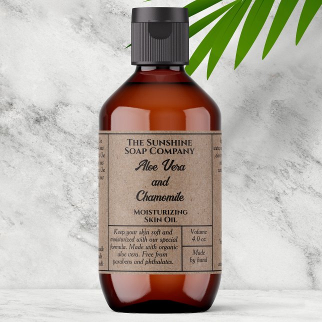 Kraft paper cosmetics bottle label 4 oz (Créateur téléchargé)