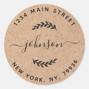Kraft Paper Create Your Own Round Return Address Classic Round Sticker