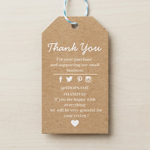 Kraft paper custom logo thank you gift tags 