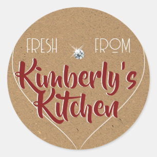 Kraft Paper Dark Red Rhinestone Cupcake Label