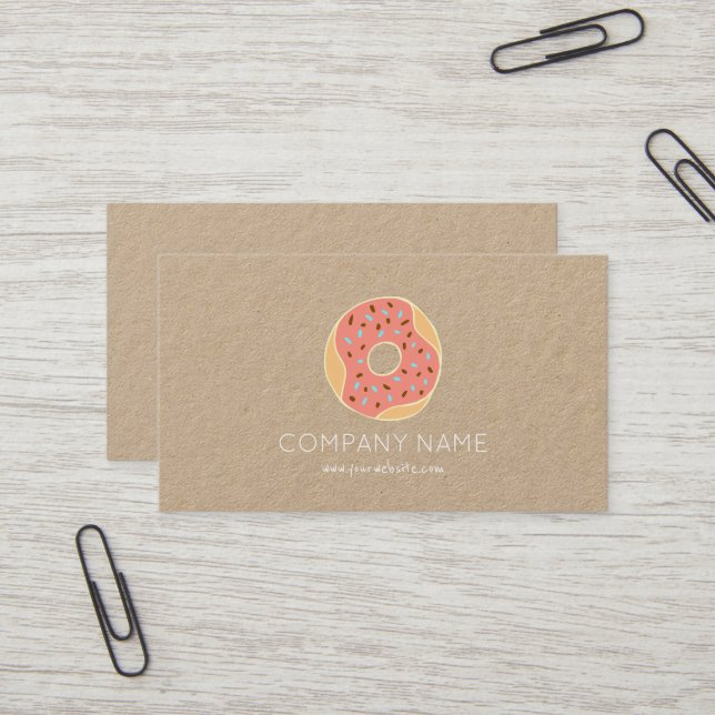 Kraft paper doughnut bakery sweets cute business business card (Front/Back In Situ)