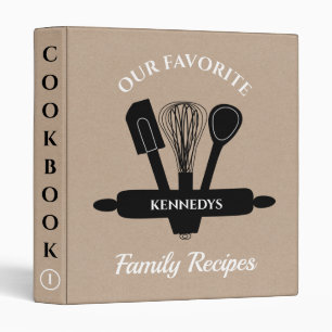 Kraft Paper Family Recipe Personalized Cookbook   Binder