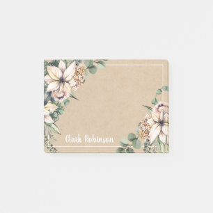 Kraft Paper Floral White Poinsettia Post-it Notes