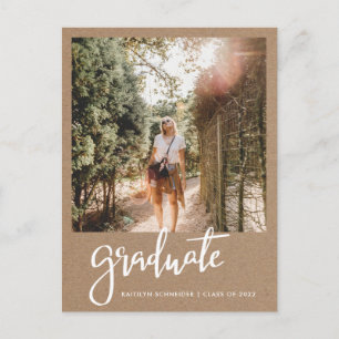 Kraft Paper Graduation Party Save The Date Photo Postcard