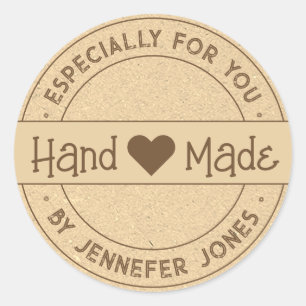 Kraft Paper Handmade With Love Especially For You Classic Round Sticker
