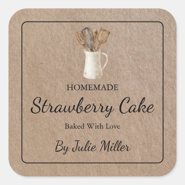 Kraft Paper Homemade Baking Cooking Square Label (Front)