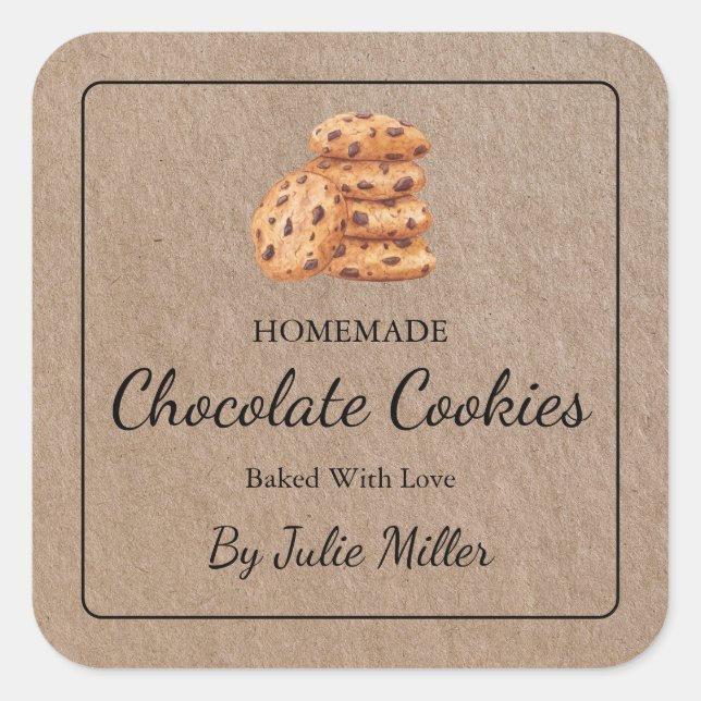 Kraft Paper Homemade Cookies Square Label (Front)