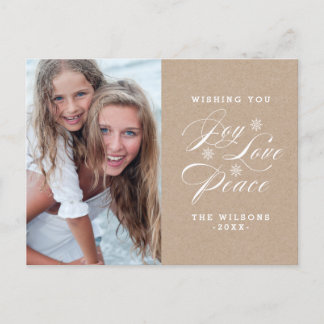 KRAFT PAPER JOY WISHES | HOLIDAY POSTCARD