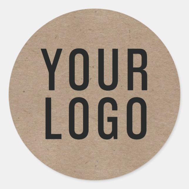 Kraft Paper Look Custom Business Logo Classic Round Sticker (Front)