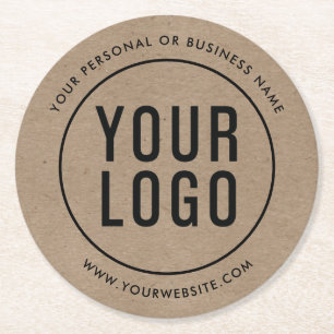 Kraft Paper Look Custom Business Logo Promotional Round Paper Coaster