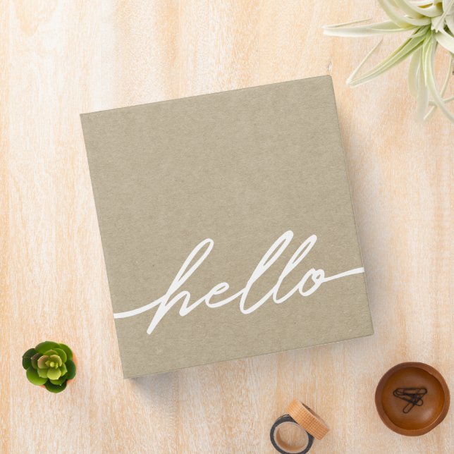 Kraft Paper Look Hello Script Typography Portfolio Binder (In Situ)