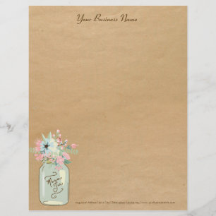 Kraft Paper Look Rustic Mason Jar Modern Floral