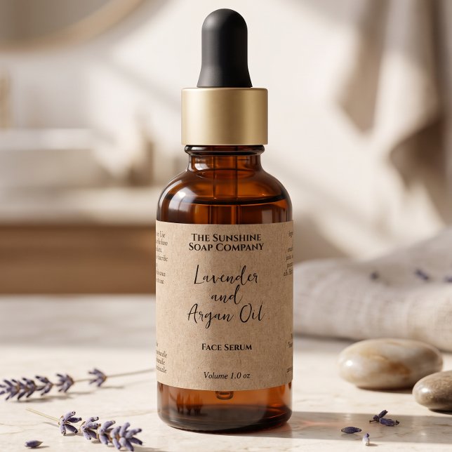 Kraft Paper Minimalist Cosmetics Dropper Bottle  Label (Creator Uploaded)