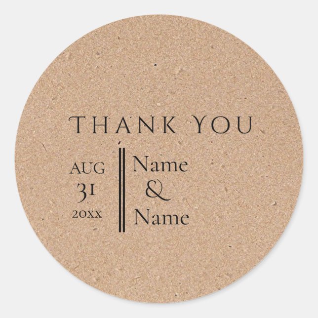 Kraft Paper Minimalist Modern Design Simple Classic Round Sticker (Front)