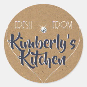 Kraft Paper Navy Blue Rhinestone Cupcake Étiquette