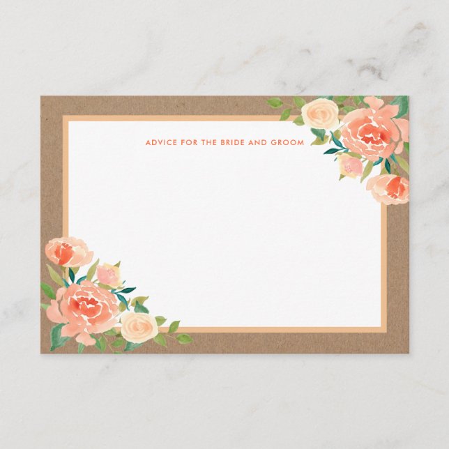 Kraft Paper Peach Florals | Wedding Advice (Front)