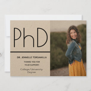Kraft paper PhD degree Photo Announcement