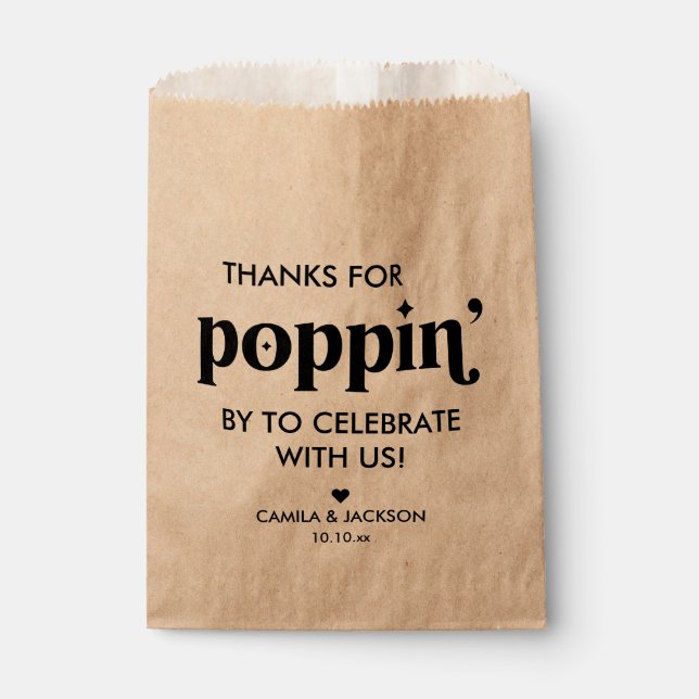 Kraft Paper Popcorn Wedding Favour Bag (Front)