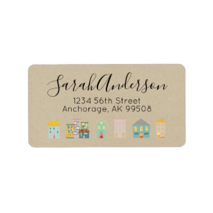 Kraft Paper Real Estate Houses Return Address Label