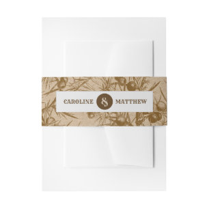 Kraft Paper Rustic Botanical Wedding  Invitation Belly Band