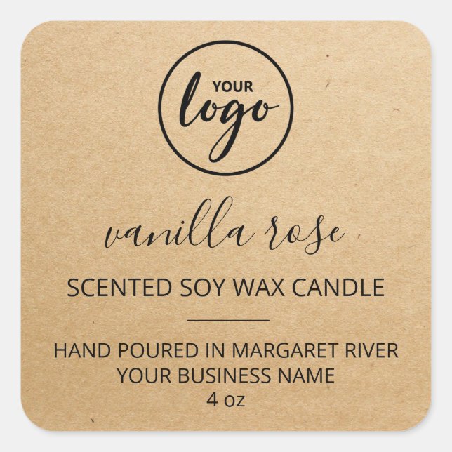 Kraft Paper Scented Soy Candle Logo Labels (Front)