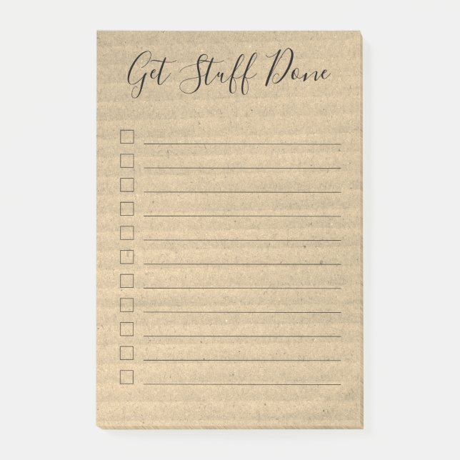 Kraft paper Script Get stuff Done to do list  Post-it Notes (Front)