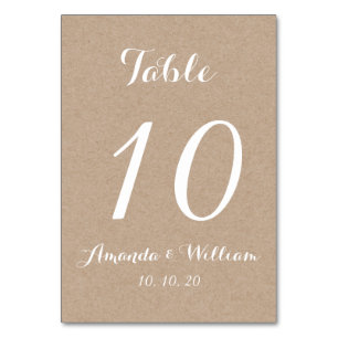 Kraft Paper Script Wedding Table Number Card