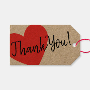 Kraft Paper Simple Plain Handmade Gifts Red Heart Gift Tags