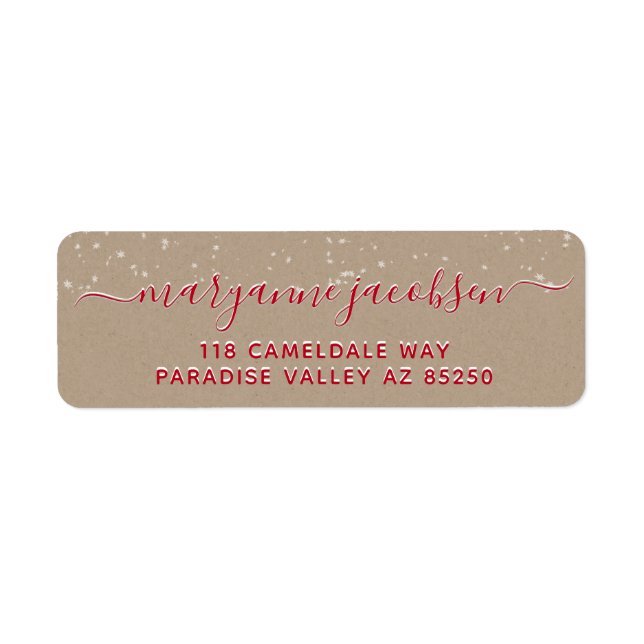 Kraft Paper Snowing Script Winter Adresse de retou (Devant)