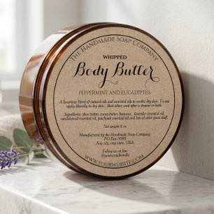 Kraft Paper Style Body Butter Cosmetics Jar Label