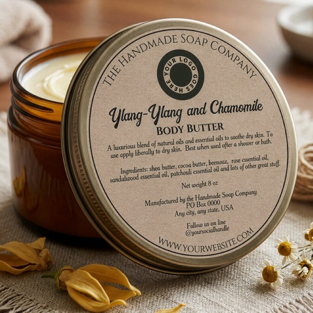 Kraft Paper Style Cosmetics Jar Label with logo (Creator Uploaded)