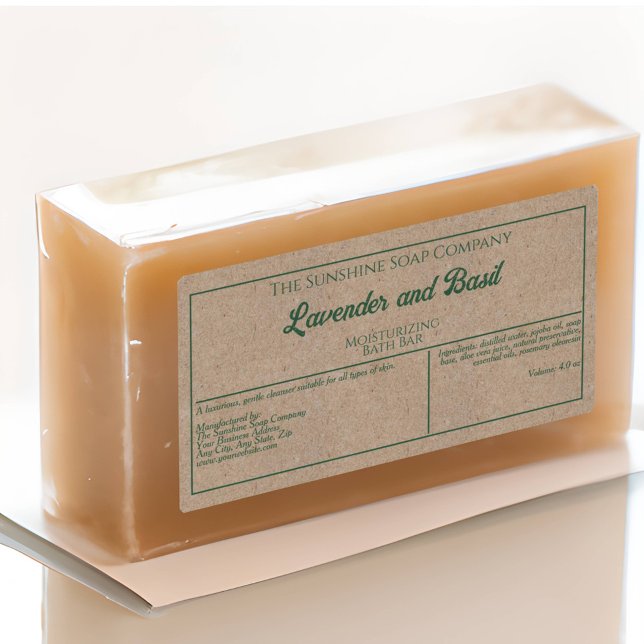 Kraft paper style w green text cosmetics jar label (Creator Uploaded)