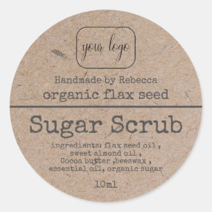 Kraft Paper Sugar Scrub Add Your Logo Classic Round Sticker