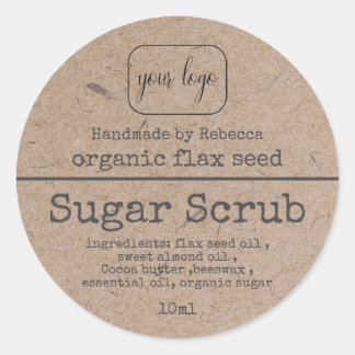 Kraft Paper Sugar Scrub Add Your Logo Classic Round Sticker