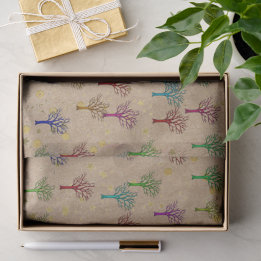 Kraft Paper Trees Gold Stars Tissue Paper