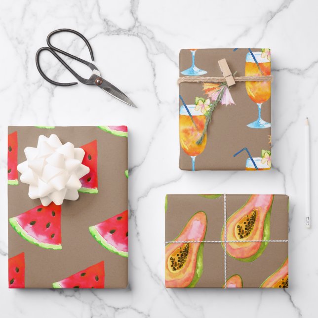 Kraft Paper Tropical Cocktails Guava Watermelon (Front)