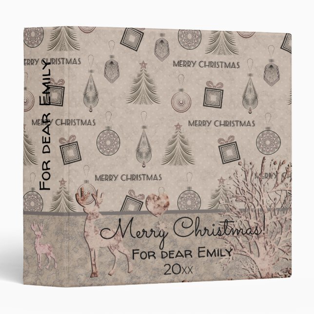 Kraft paper, vintage, vintage, Christmas, new year Binder (Front/Spine)