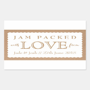 Kraft Paper White Wedding Favour Jam Jar Sticker