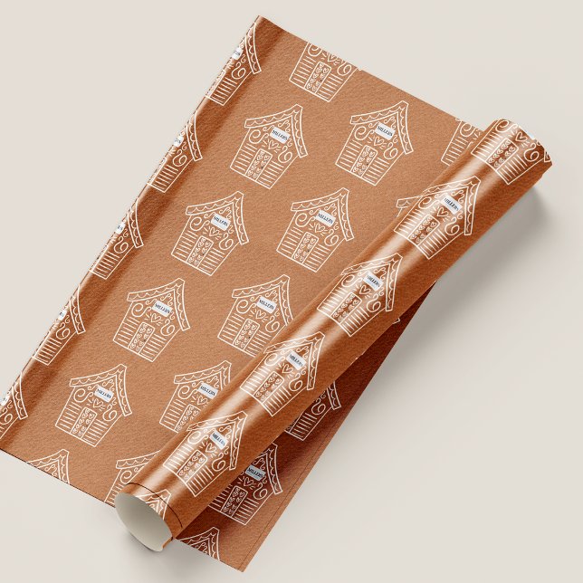 Kraft Papier Ginger Pain Nom de la maison Noël (Kraft Paper Ginger Bread House Name Christmas Wrapping Paper
)