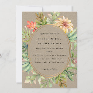 KRAFT PEACH DESERT SUCCULENT CACTI FOLIAGE WEDDING INVITATION